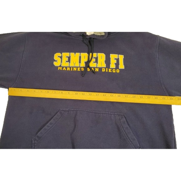 Marines San‎ Diego Semper Fi Blue Hoodie Sweatshirt Size Large - Picture 5 of 8